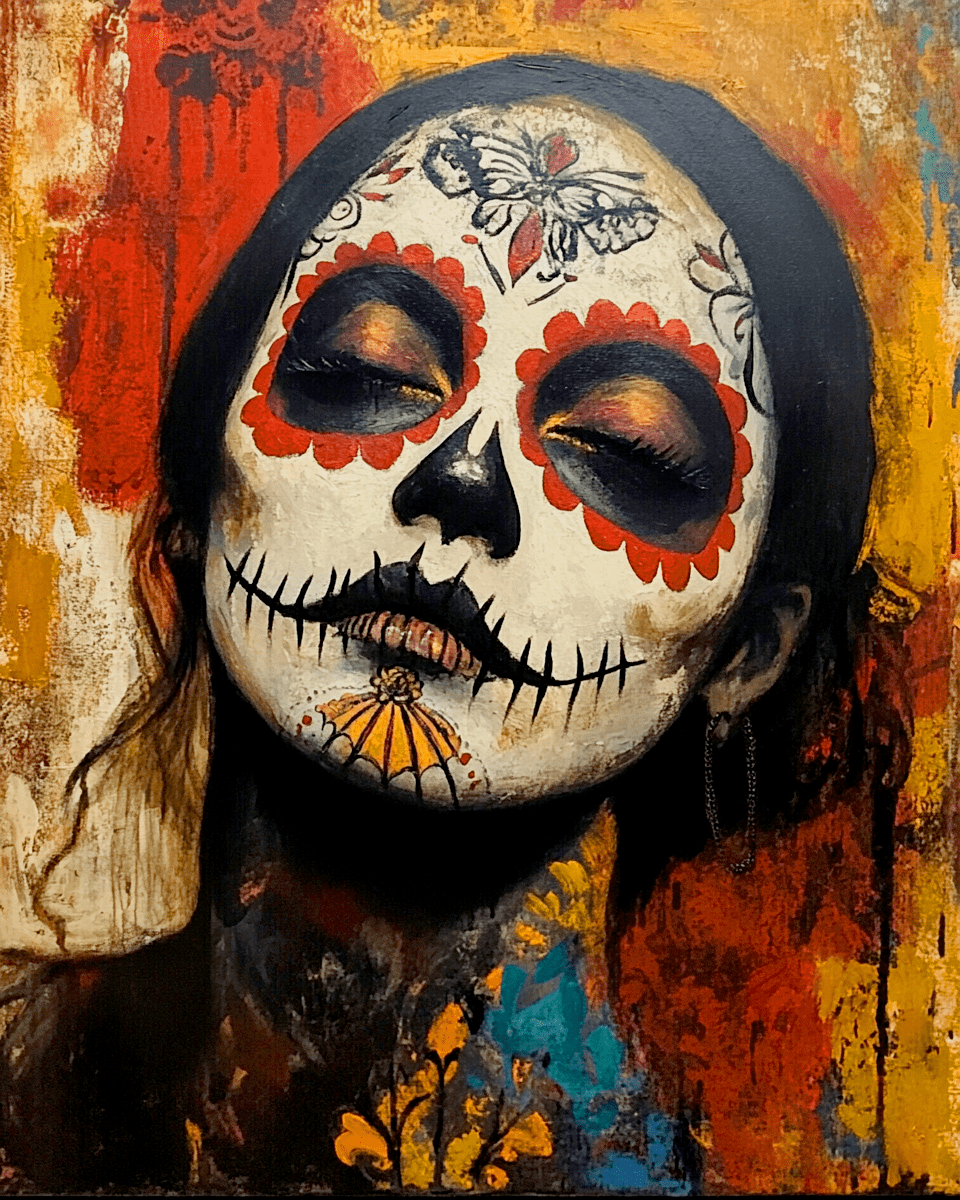 Mowbi - Wholesale Art Print - Pintacaritas Día de Muertos - Skull & Skeleton Art Prints - 8"x10" Art Print for 11"x14" Frame0