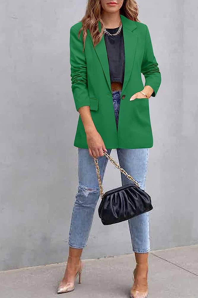 UNISHE - Wholesale Blazer - Women's - Front Open Lapel Plain Blazer ZK4619