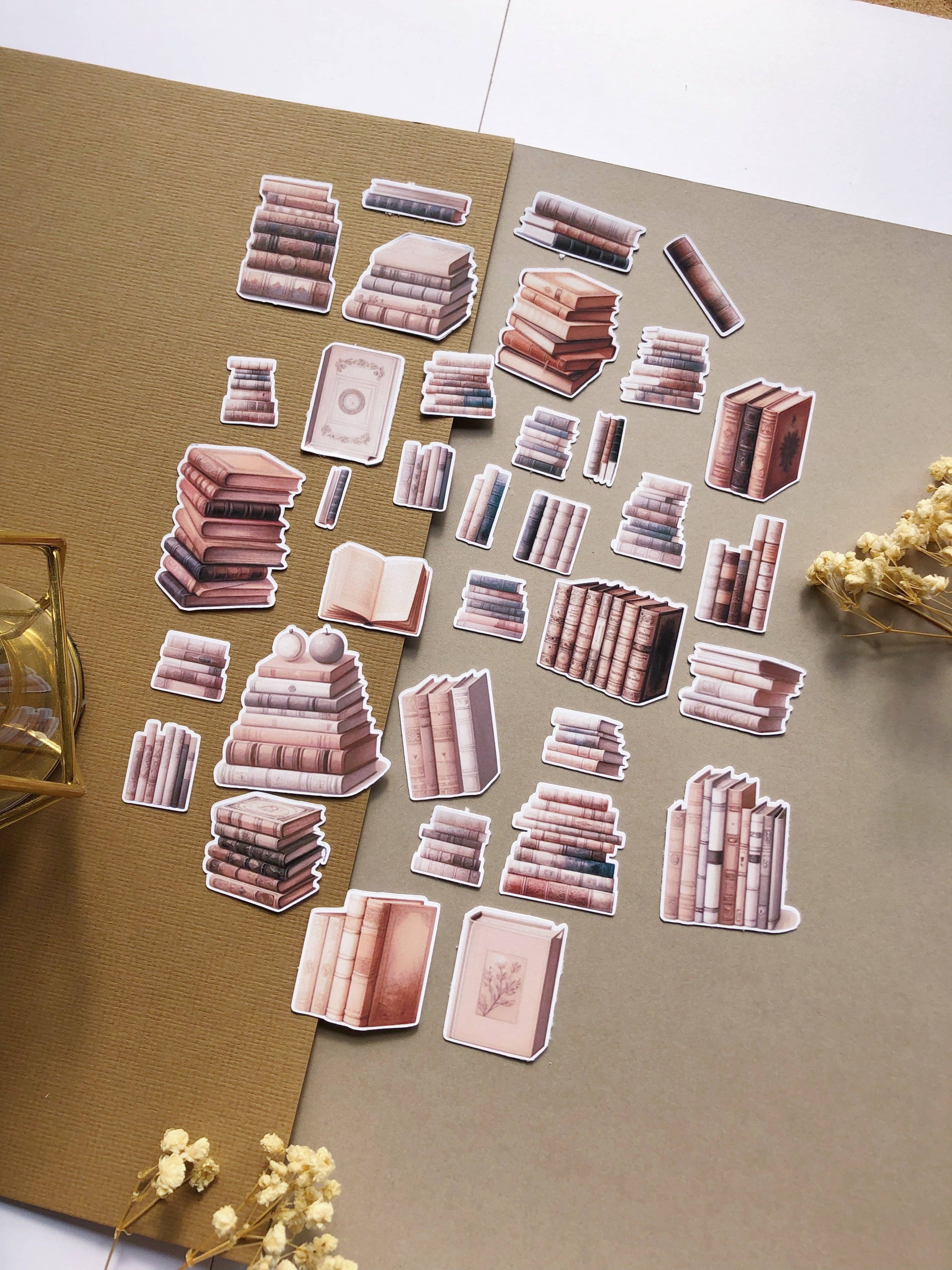 T's Stationery - Wholesale Sticker - 35x "Old Aesthetic Books" Sticker Pack2