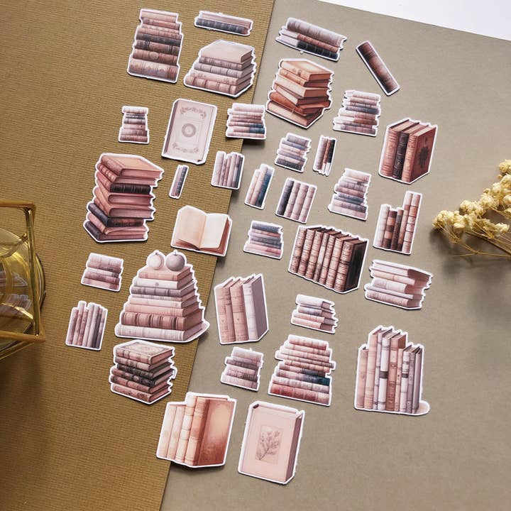 T's Stationery - Wholesale Sticker - 35x "Old Aesthetic Books" Sticker Pack2