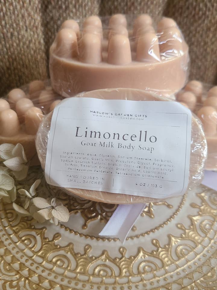 Limoncello Massage Bar Soap for wholesale by Harlow's Garden Gifts