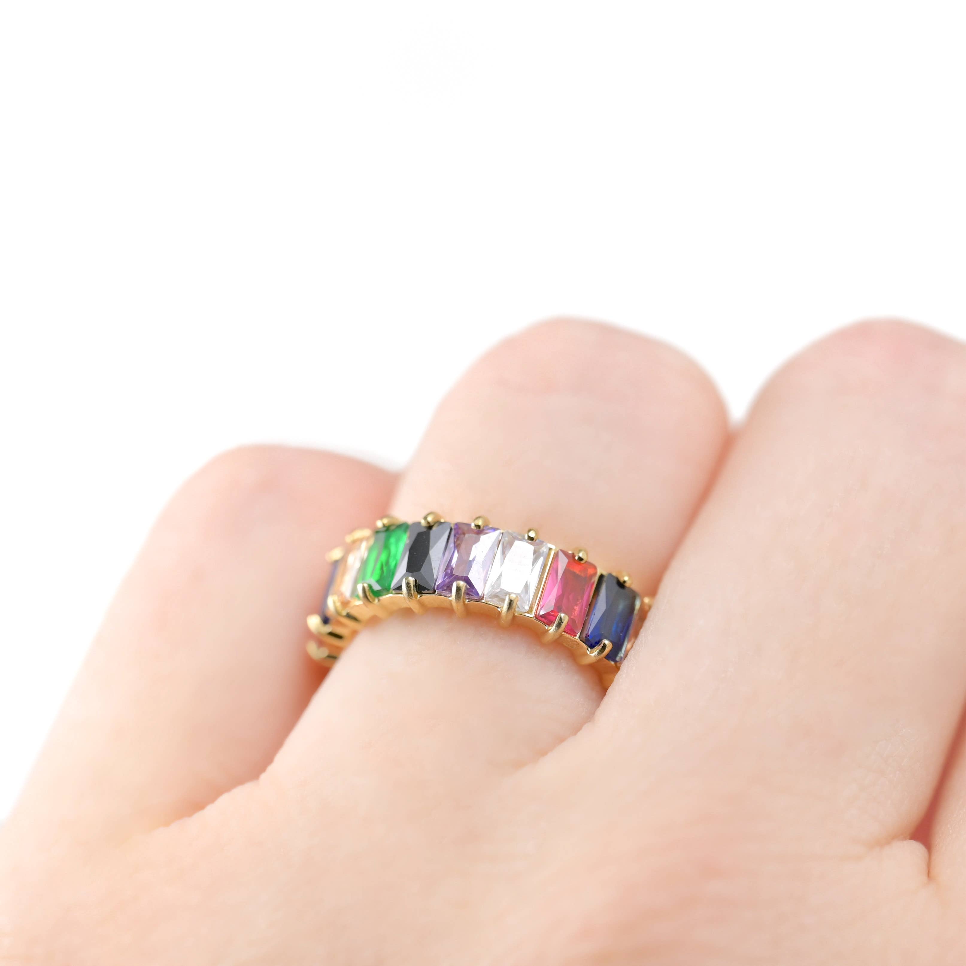 Blueyejewelry – Engroshandel Ring med sten – Bred baguette-skåret diamantring med CZ12