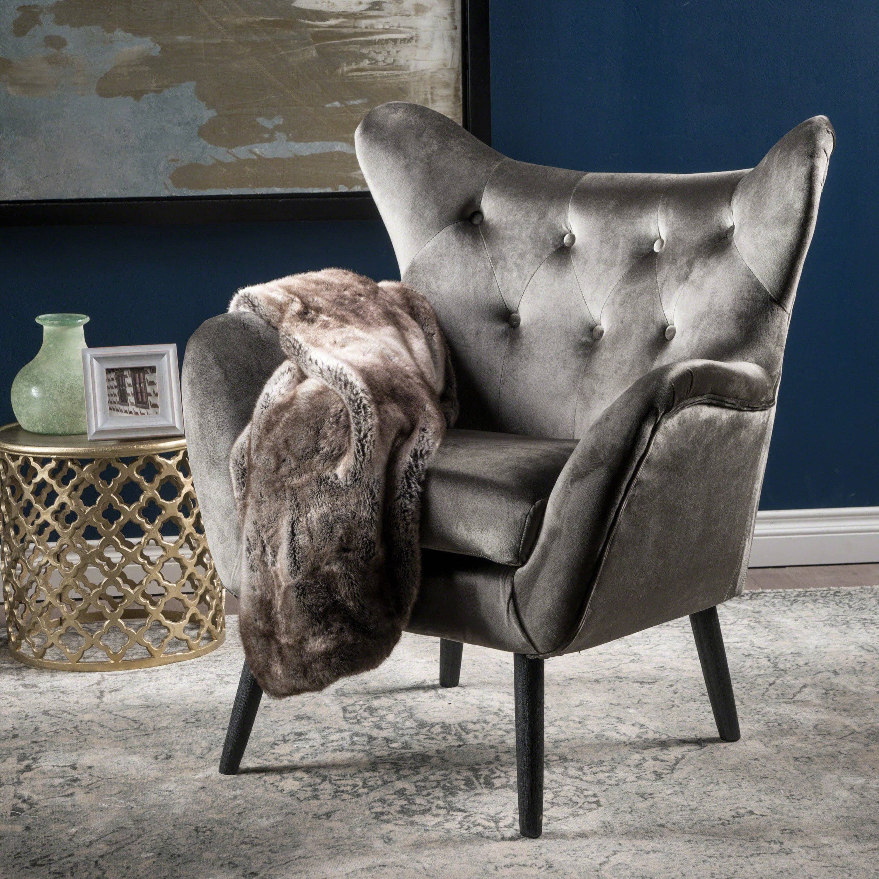 HOMYCASA DESIGN INC - Wholesale Chair - Velvet Arm Chair, Gray Upholstered Accent Chair5