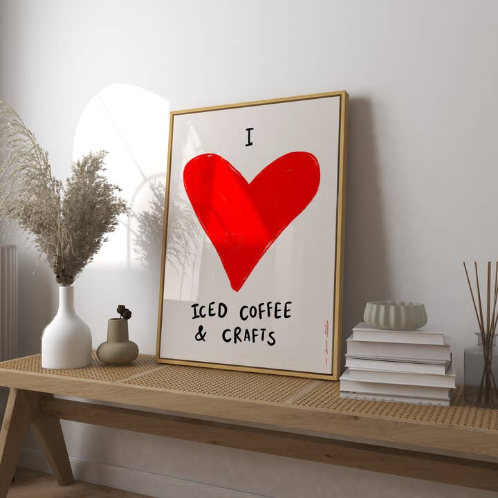RM Decor Studio – wholesale Art print – I Love Iced Coffee and Crafts Heart Print