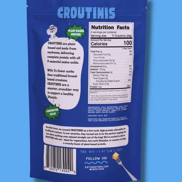 Croutinis - Wholesale Puffed Snack - Ranch Crouton - High Protein, Low Carb & Gluten Free, Pantry Size 5oz Bags2