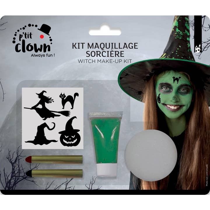 P'tit Clown - Venta al por mayor Maquillaje infantil/pintura facial - Niños - Kit de Maquillaje con Pegatinas - Bruja/Monstruo