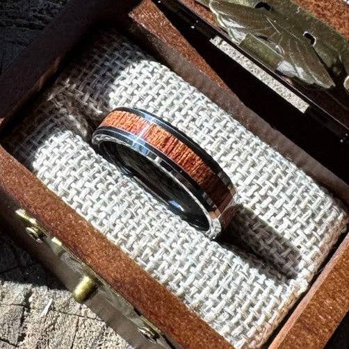 Stonington Designs/Hitch-Crafter - Wholesale Band/Stacked Ring - Heritage — 6mm Wood Inlay Tungsten Ring2