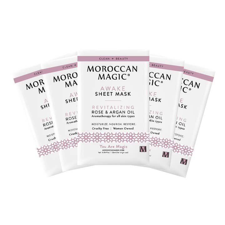 AWAKE Sheet Mask (5 Pack) for wholesale by Moroccan Magic