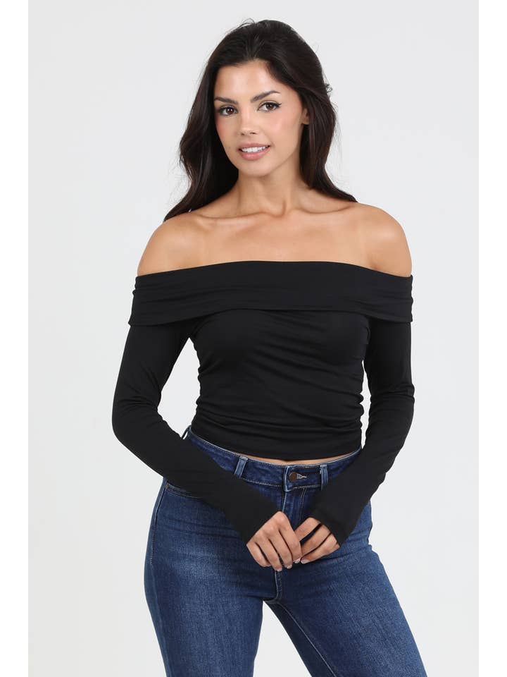 ANGIE - Vendita all'ingrosso Top in maglia - Donna - TOP IN MAGLIA A MANICHE LUNGHE CON SPALLE SCOPERTE X2DW0-ASIS