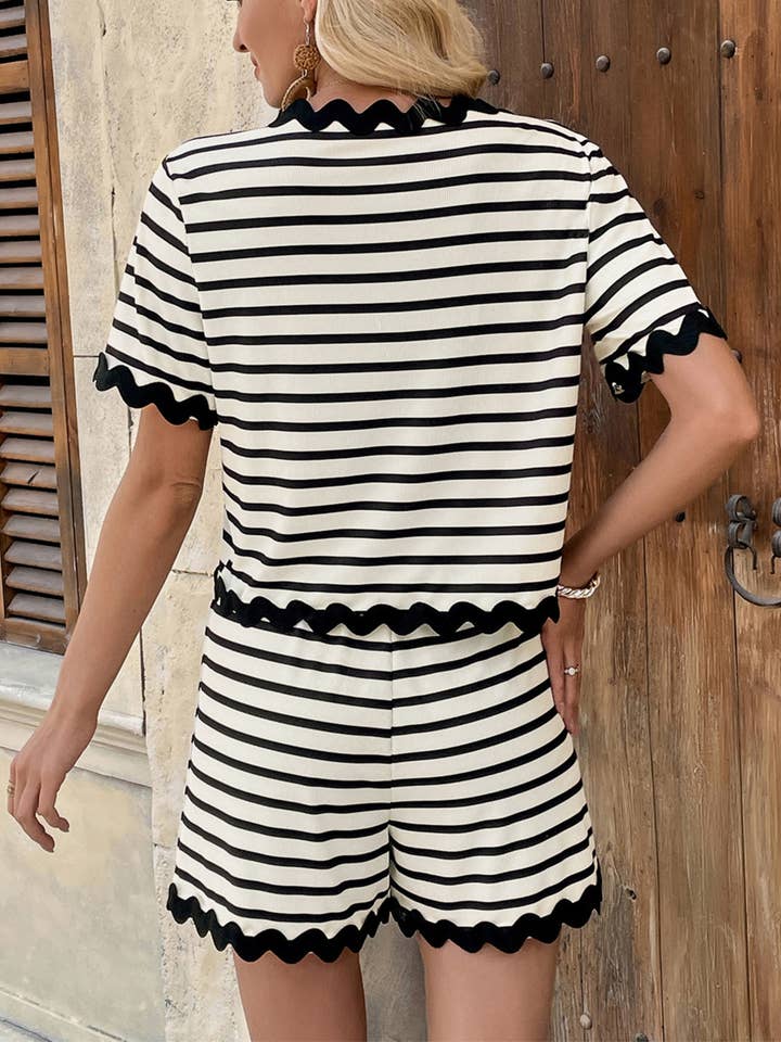 Beige Bow Top and Shorts Set for wholesale on Faire2