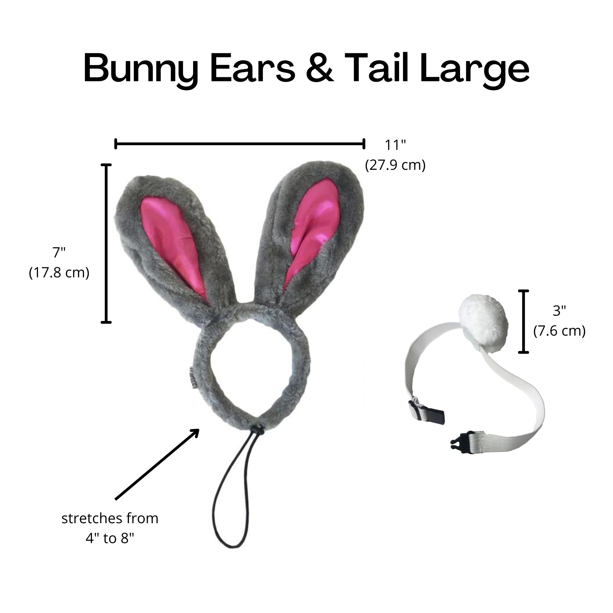 Midlee Designs - Wholesale Pet Costume - Dog - Midlee Easter Bunny Gray & Pink Rabbit Ears with Tail6