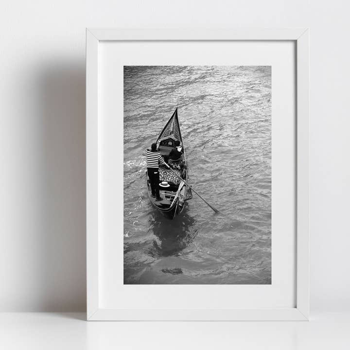 Venedig Gondol Konstfoto Svartvitt Fotografi Print Italien Väggkonst för wholesale av Mo & Paul Photography