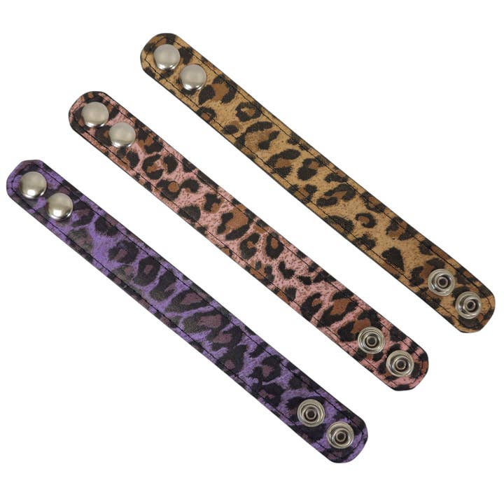 Funk Plus - Wholesale Bangle Bracelet - BC100CHEETAH GENUINE LEATHER LEOPARD CUFF SNAPPED BRACELET10