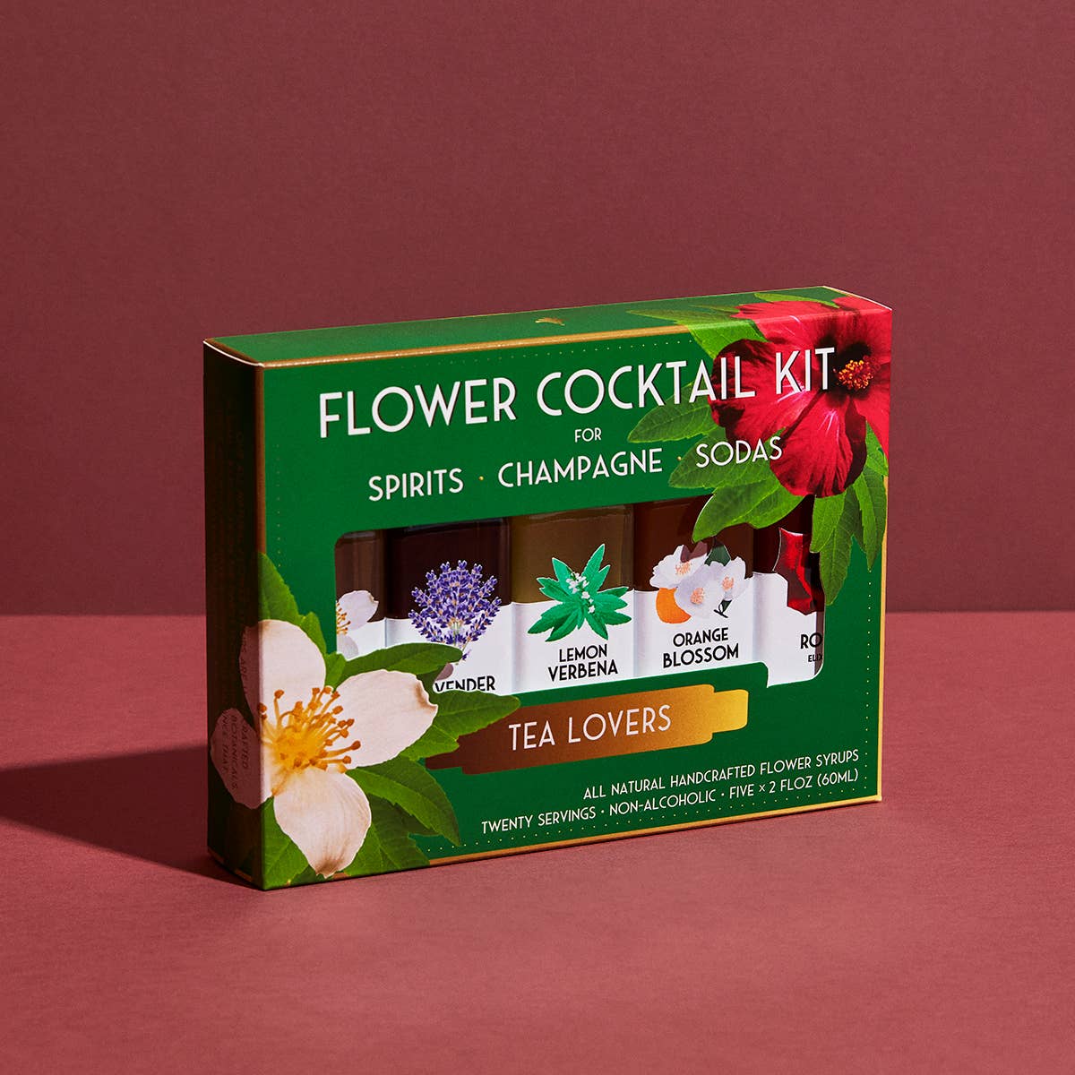 Floral Elixir Co. - Vendita all'ingrosso Mix/sciroppo per cocktail - Kit da cocktail per amanti del tè. Confezione da 5 sciroppi ai fiori.2