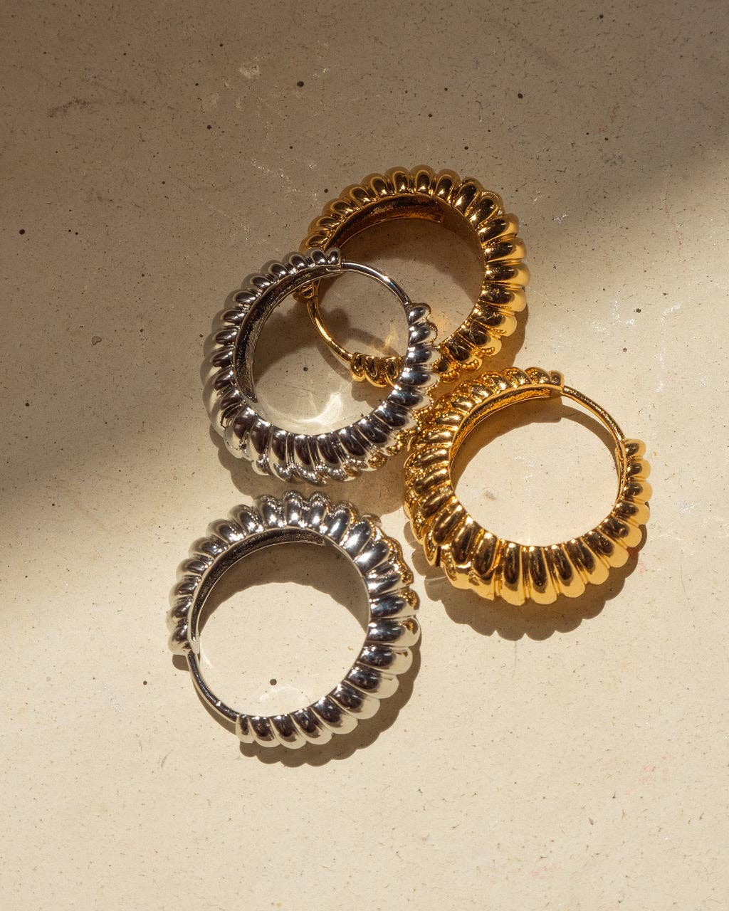 Luv AJ - Wholesale Hoop Earrings - Ridged Marbella Hoops- Gold (Ships Mid January)4