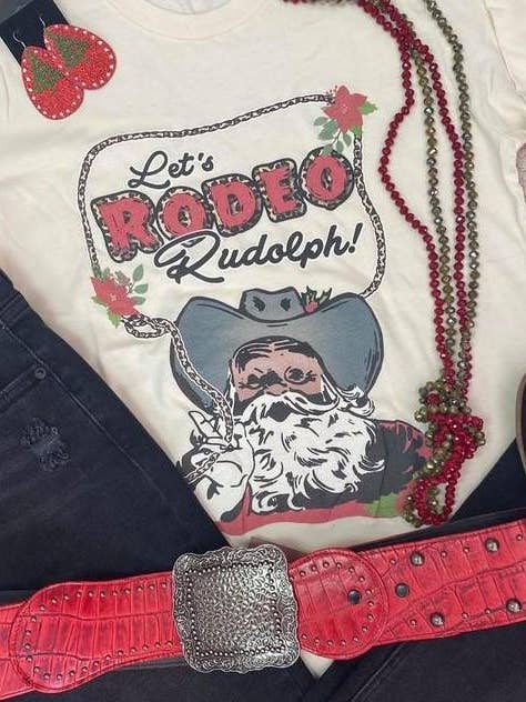 Lets Rodeo Rudolph Graphic T-Shirt for wholesale by Ranch Swag