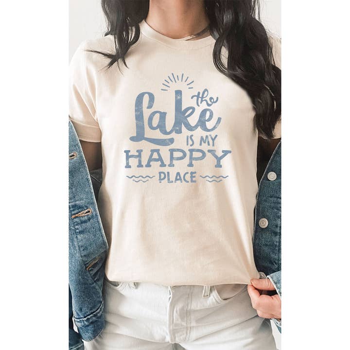 Vintage-T-Shirt mit Sommergrafik von The Lake Is My Happy Place für den Großhandel von Kissed Apparel