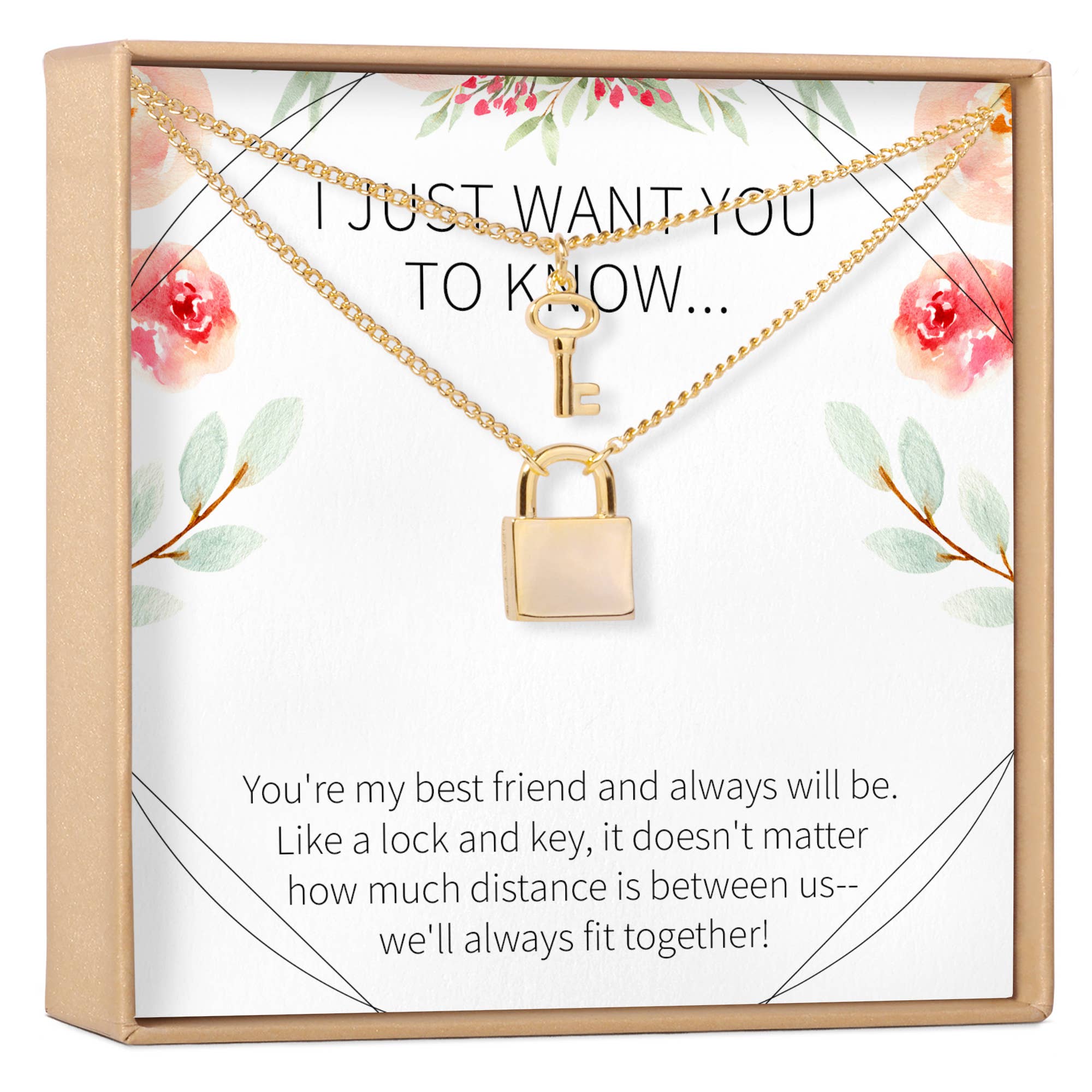 Gold Long Distance Friendship Lock and Key Necklace Set for wholesale on Faire0