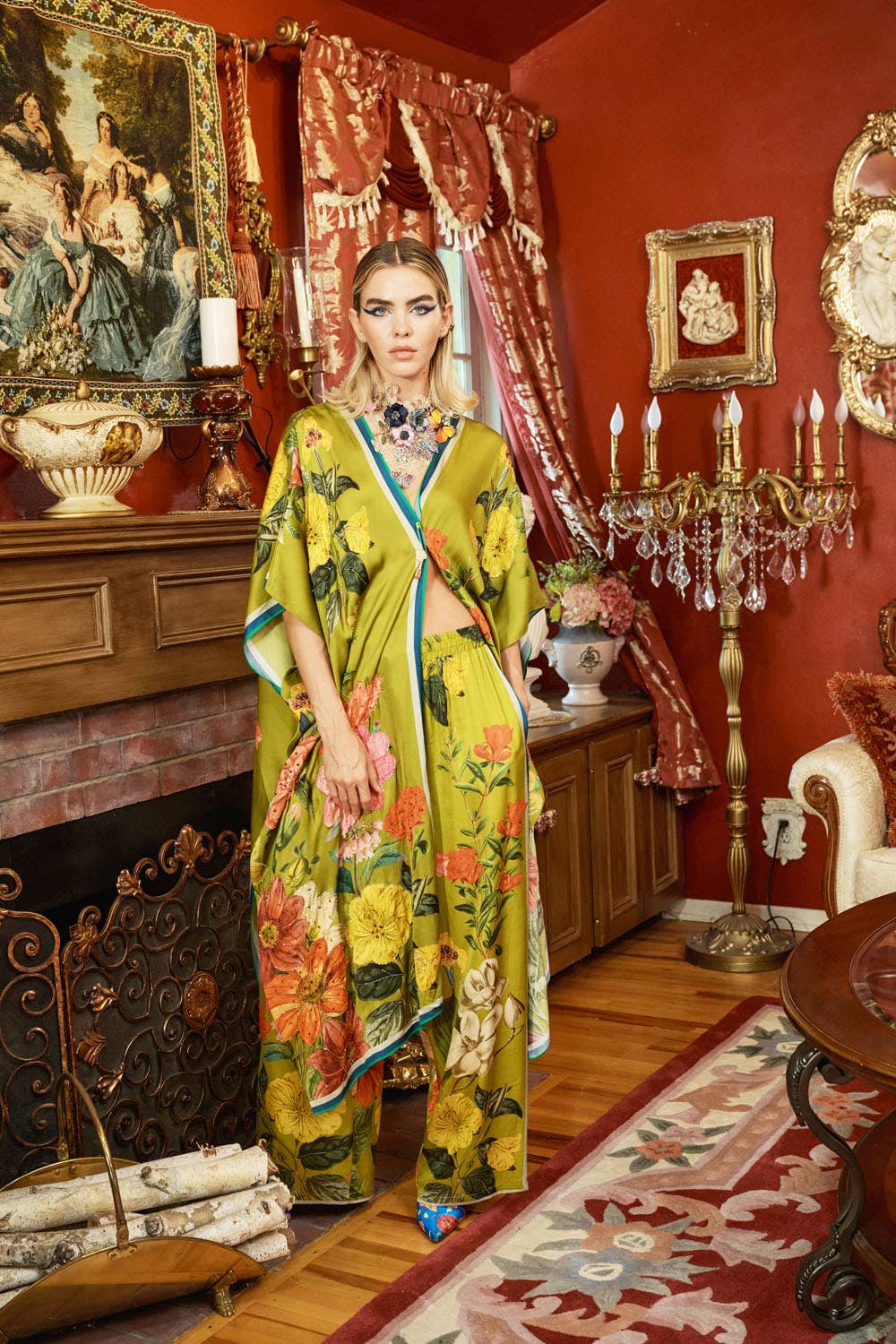 Olive Floral French Riviera Hand-Beaded Kimono / Topper for wholesale on Faire15