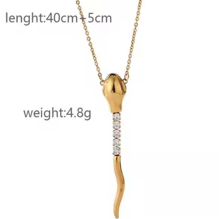 HoopLa – wholesale Hänge-/berlockhalsband – Orm- Tennis Halsband Orm- Stål 14K CZ halsband7