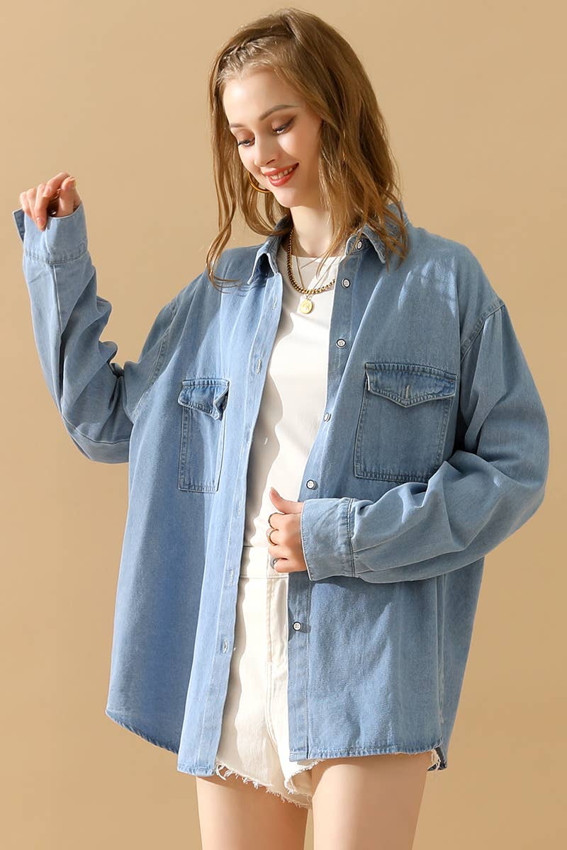 LIGHTBLUE CWTSTL0265-B_SIMPLE POKCET DENIM LONG SLEEVE SHIRTS for wholesale on Faire2