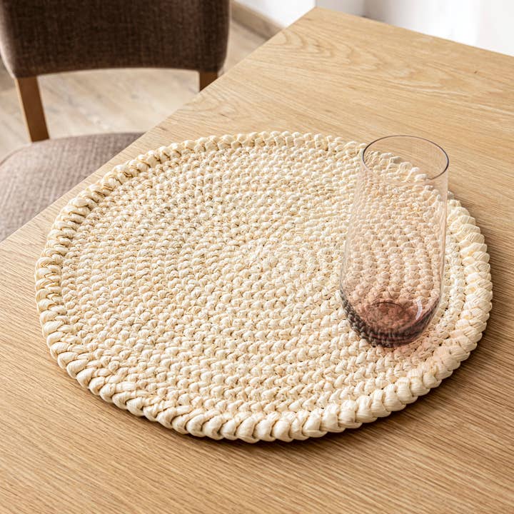 over&back - Wholesale Placemat - Over&back Set of 4 Natural Round Woven Placemats