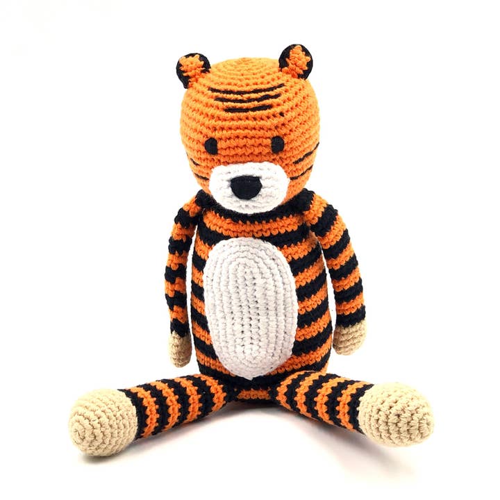 Nieuwe gehaakte tijger – zacht oranje voor wholesale door Storytelling Products by Mark Hachmann Consulthink UG