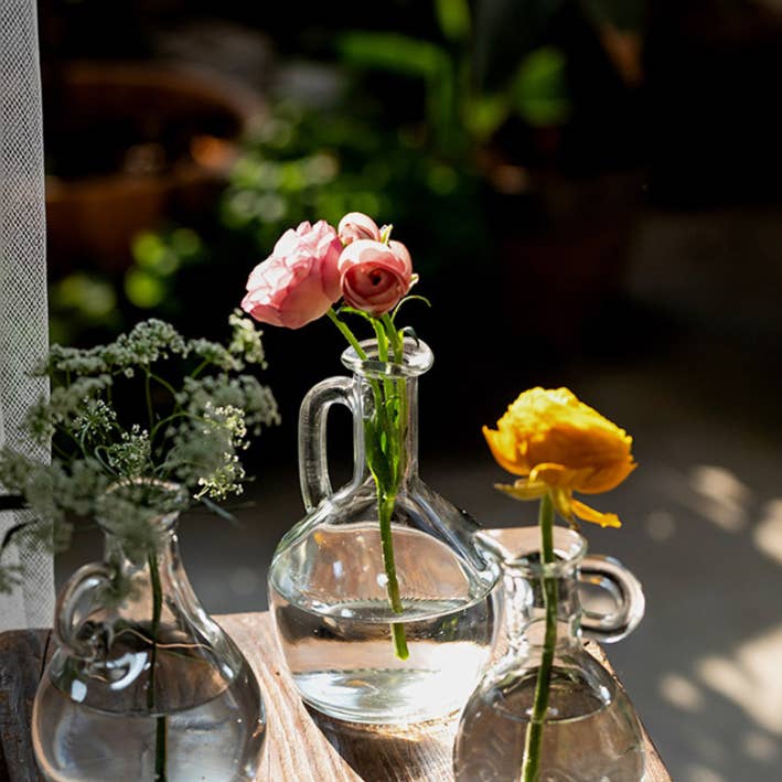 Sweet Home Deco - Wholesale Vase - Glass Bud Vase with Handle, Mini Glass Flower Pot, Clear6