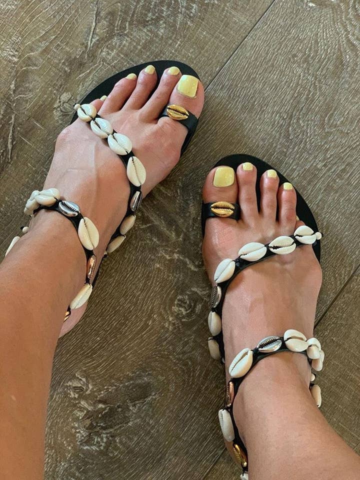 Shells On Leather Sandals "Sirene" for wholesale by SIBYLLADELPHICA