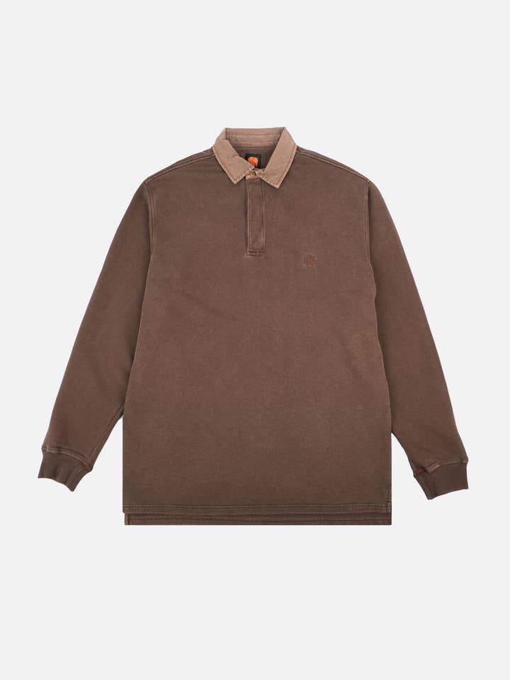 Carvalho Pigment Heavyweight Polo Sweater Chestnut for wholesale by Trendsplant Clothing