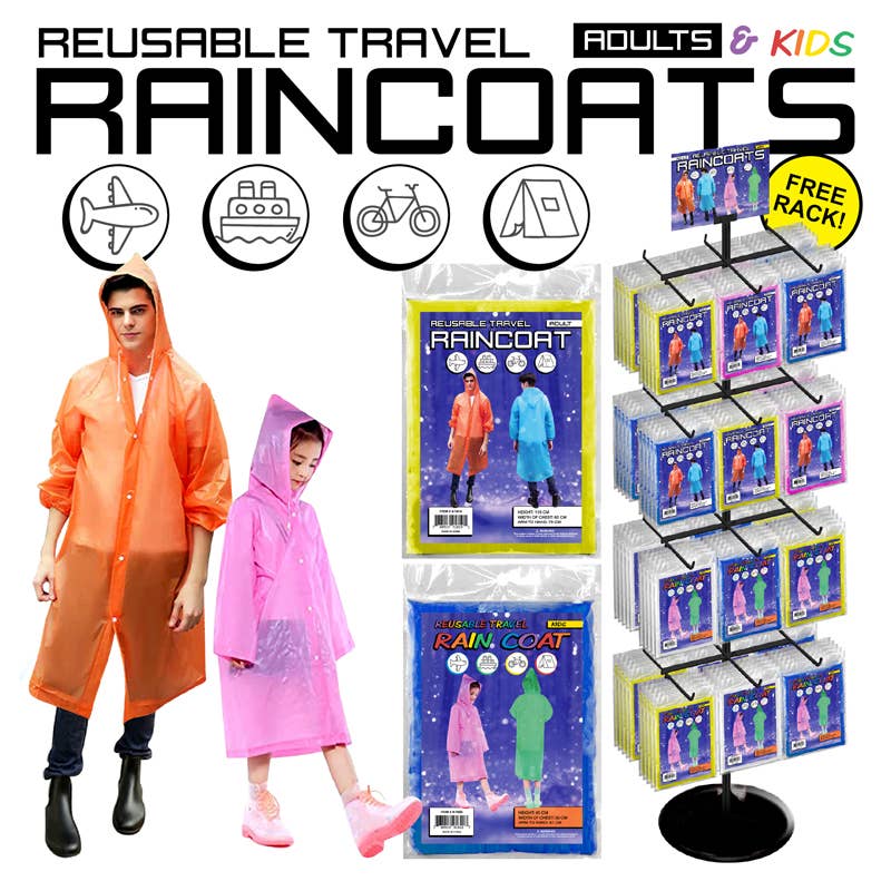 Deluxe Import Trading - Wholesale Raincoat - Unisex - 144pc Kids & Adults Raincoats Display0