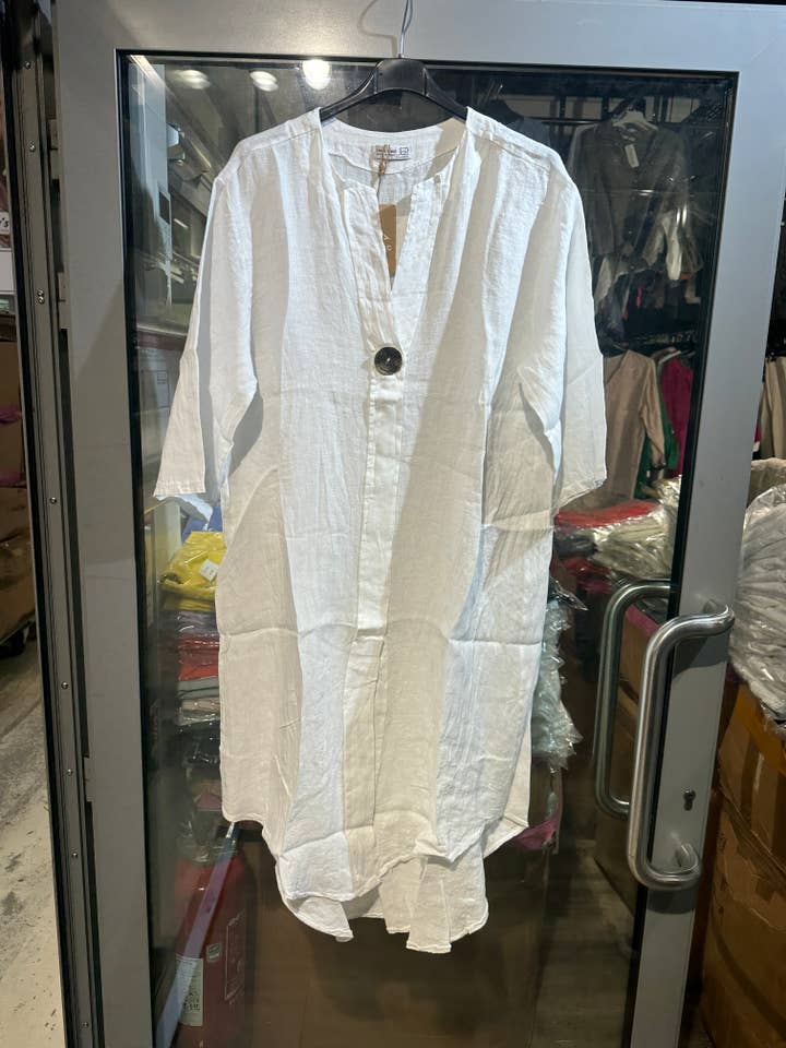 LÉA & LUC - Vente Robe – femme - Robes en 100% Lin avec un bouton REF. 554738