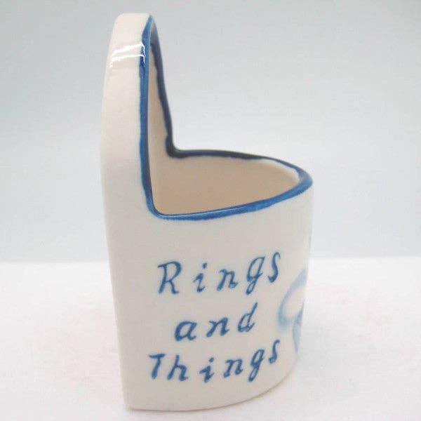 European Heritage Gifts - Vente Boîte/rangement à bijoux - Boîte à bagues bleue et blanche « Rings & Things »1