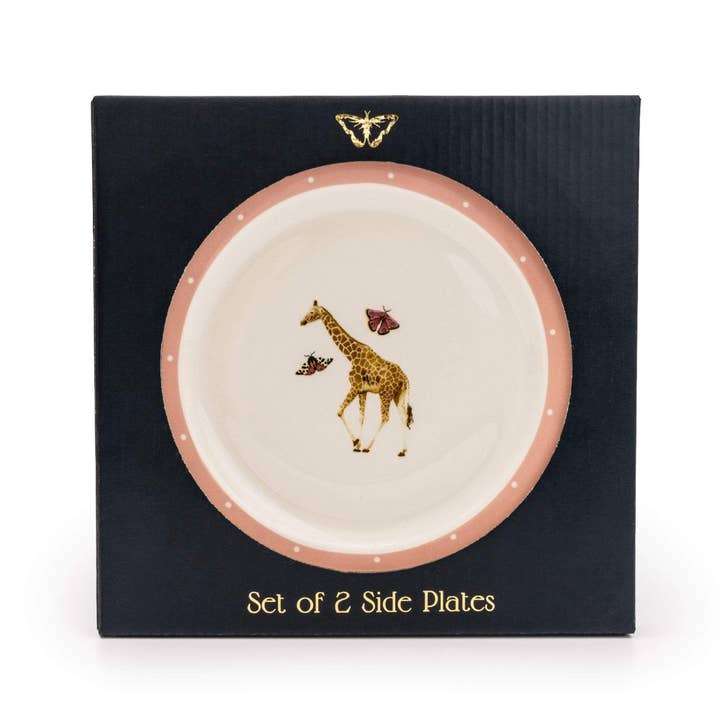 Candlelight Products Ltd – wholesale Dinner plate – Set of 2 Giraffe Pink Side Plates In Full Colour Gift Box 3P2