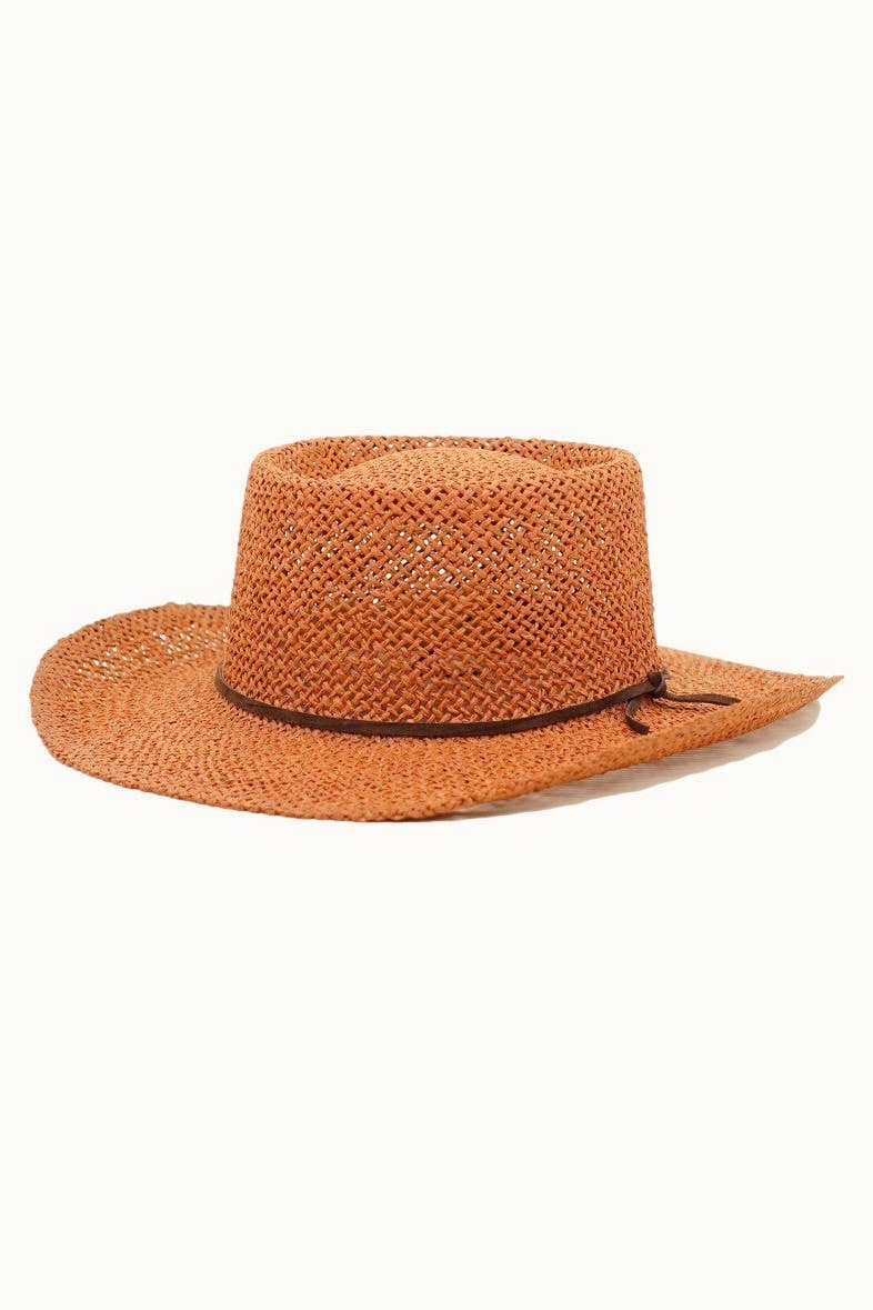Olive & Pique - Wholesale Straw Hat - Women's - Open Weaved Gambler Hat with 100% Genuine Leather Band4
