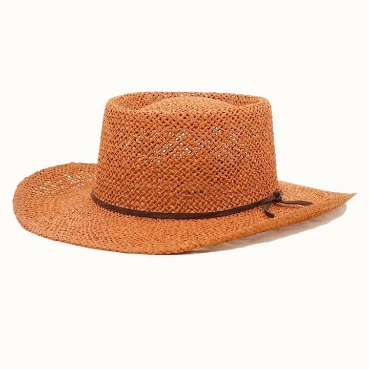 Olive & Pique - Wholesale Straw Hat - Women's - Open Weaved Gambler Hat with 100% Genuine Leather Band4