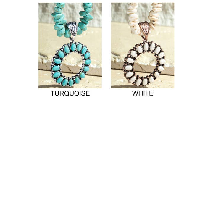 Urbanista – wholesale Pendant/charm necklace – Semi Stone Circle Pendant Necklace2