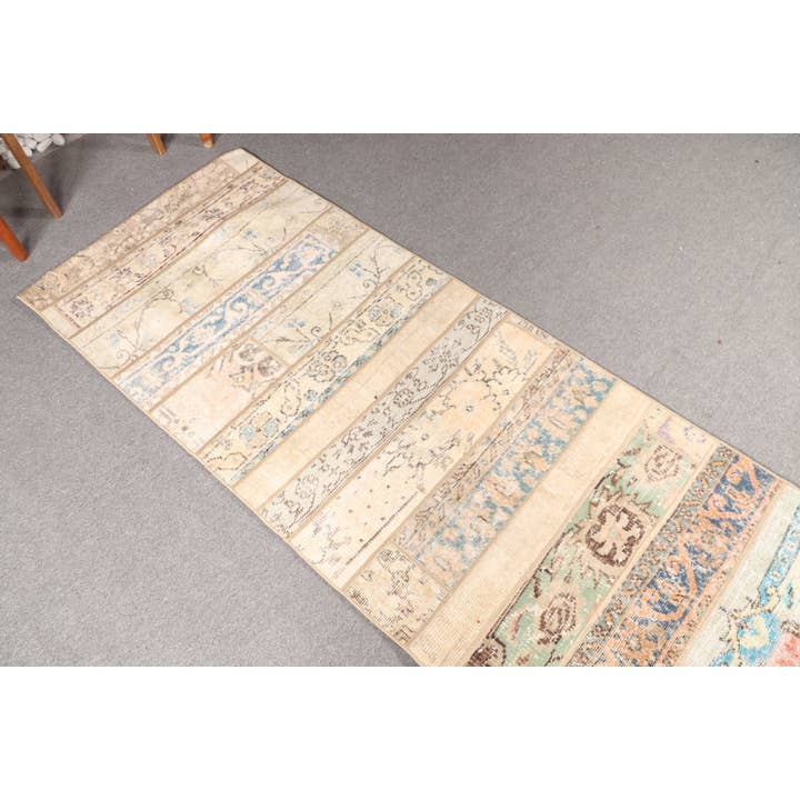 The Loom Wholesale - Wholesale Rug Pad - Turkish Patchwork Rug 2.8x8.3 ft, Beige Rainbow Geometric1
