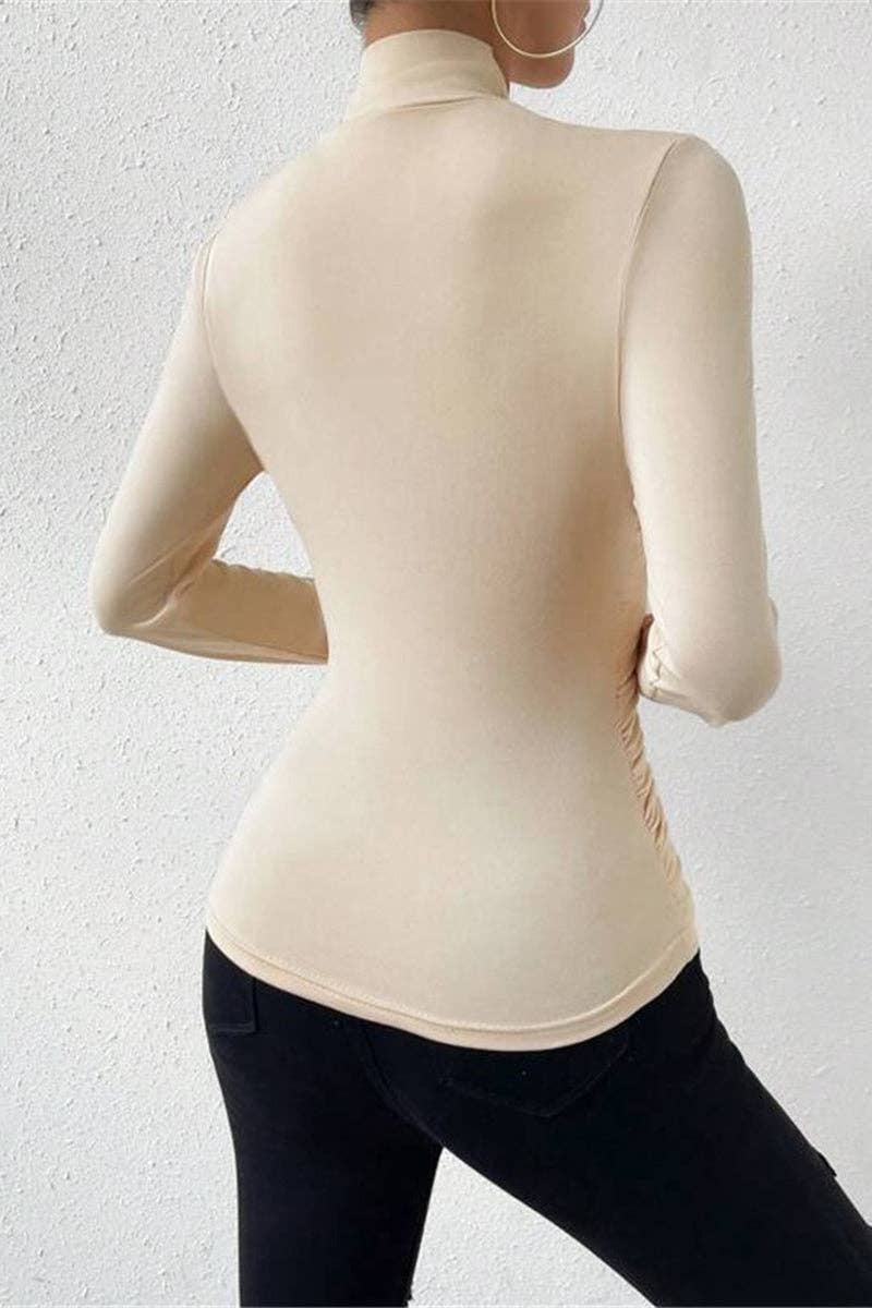 Mccolin - Wholesale Gebreide top - Dames - Elegante Gedrapeerde Top met Lange Mouwen4