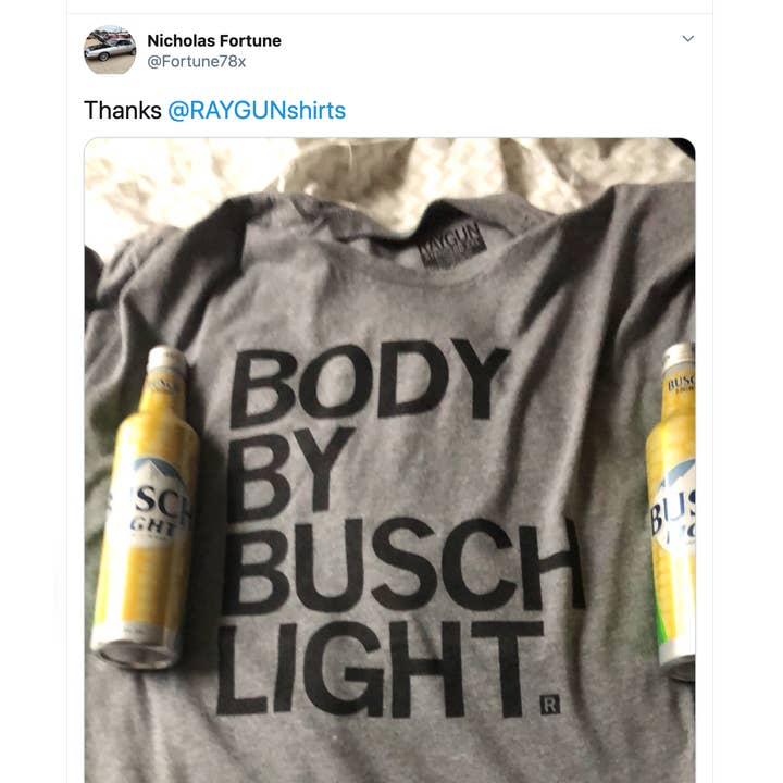 RAYGUN - Wholesale Screen Printed T-Shirt - Unisex - Body By Busch Light T-Shirt
