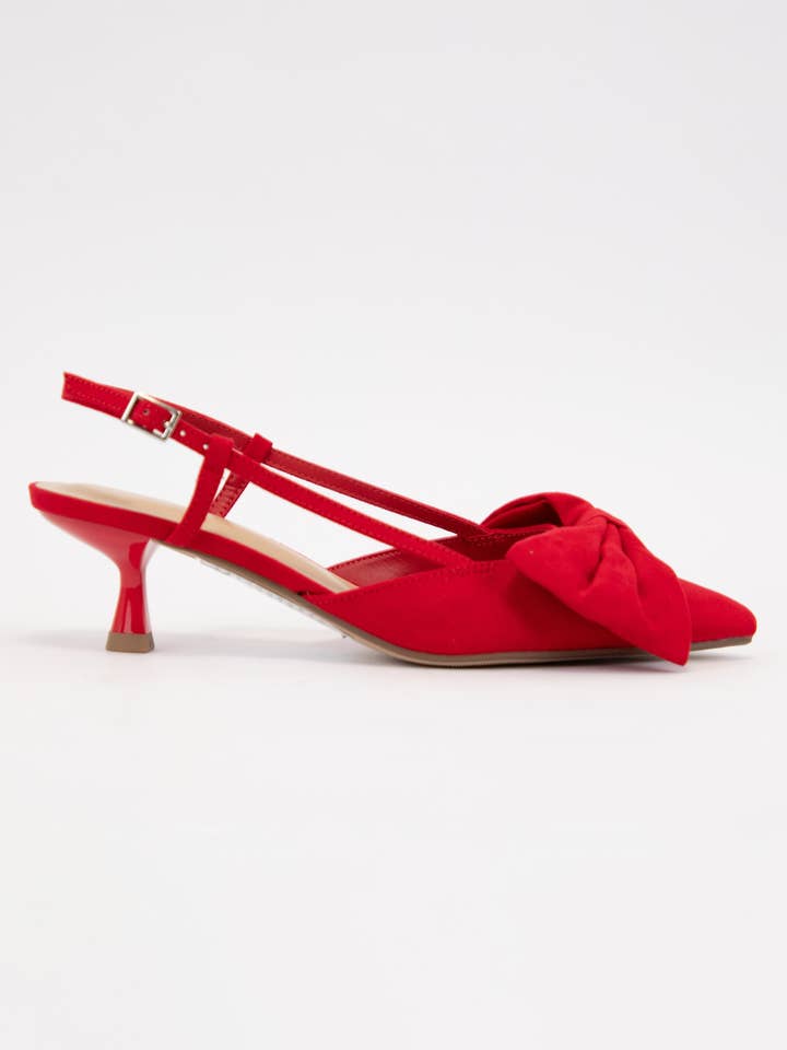 CCOCCI - Wholesale Low Heels - Women's - DODA BIG BOW ON POINTED-TOE SLINIGBACK KITTEN HEEL