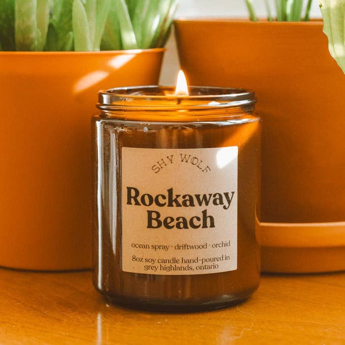 Shy Wolf Candles - Wholesale Jar/Filled Candle - Rockaway Beach Soy Candle - Ocean Spray, Driftwood - Ramones