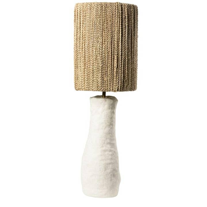 Lámpara de Mesa - Cerámica Blanca y Cuerda de Palma para venta al por mayor de COSYDAR-DECO
