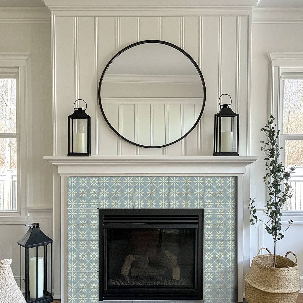 Mi Alma LLC - Wholesale Wall Tile - Floral Blue Retro Tile Decals – Peel and Stick Backsplash Stickers 24-Piece Set for Kitchen, Bathroom, or Furniture Model - R183