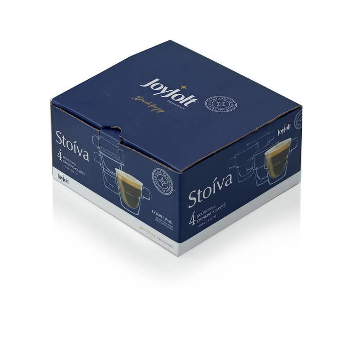 JoyJolt - Wholesale Coffee/Tea Cup - Stoiva Stackable Double Wall Glasses, 5 Oz Set of 4