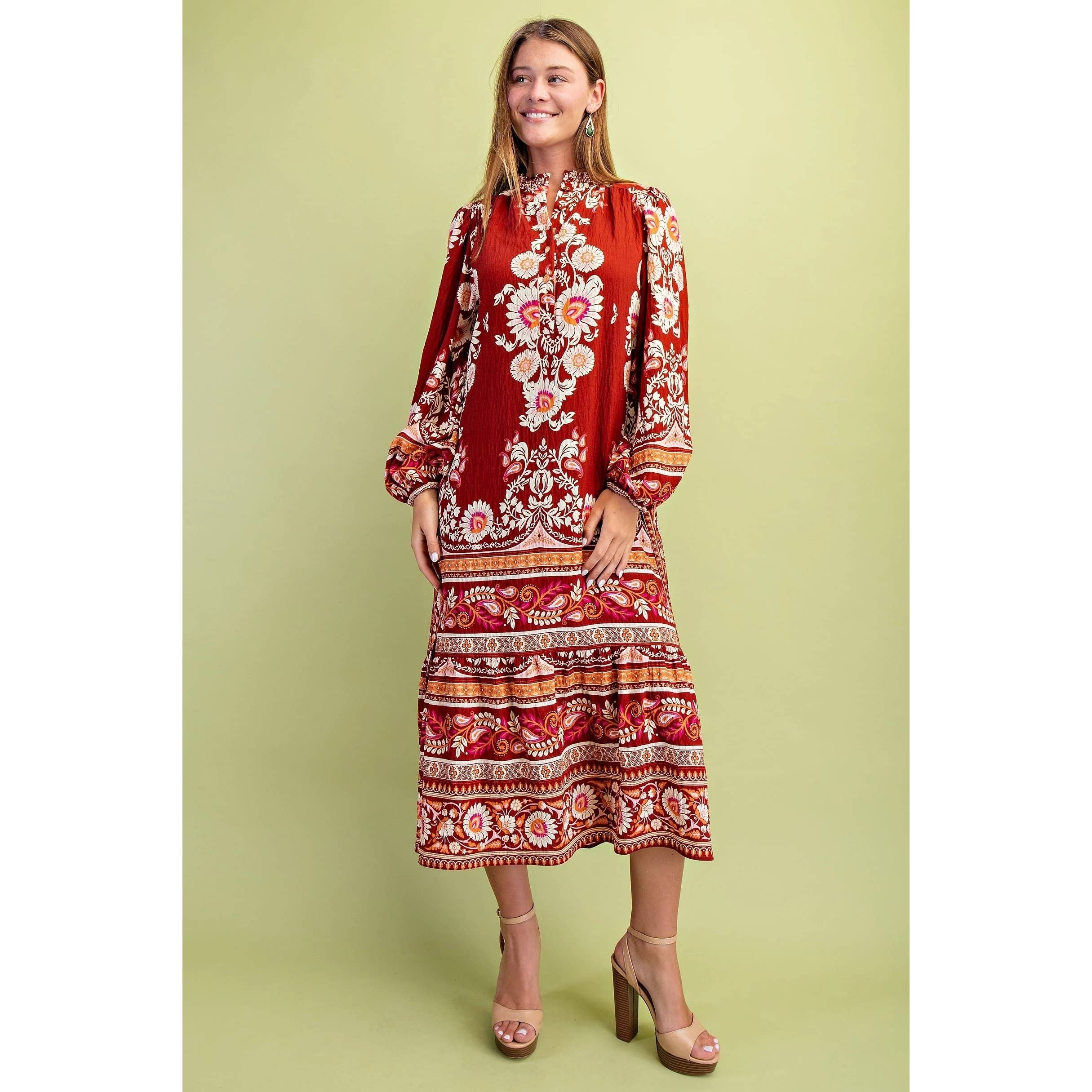 STYLE USA - Wholesale Dress - Women's - Floral Print Midi Dress12