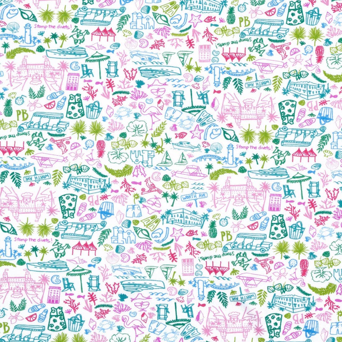 Worth Avenue Multi Palm Beach Baby Zip Onesie for wholesale on Faire2