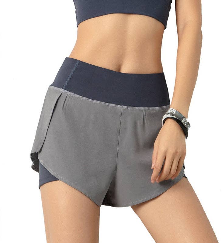 Active by Anna-Kaci - Wholesale Korte sportbroek - Dames - Actieve short met tweekleurige tailleband1