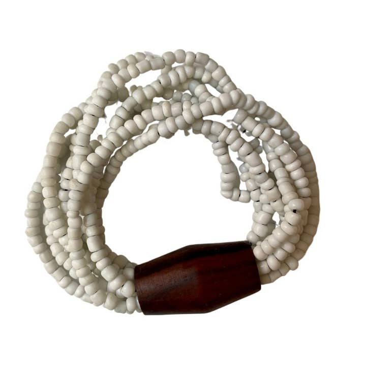 Bijondo - Wholesale Beaded Bracelet - Glass and Wood Bracelet, Elasticated Laura