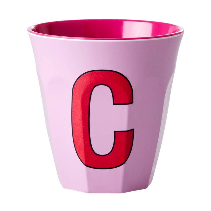 RicebyRice - Wholesale Drinking Glass/Cup - Melamine Cup - Medium with Alphabet in Pinkish Colors | Letter C0